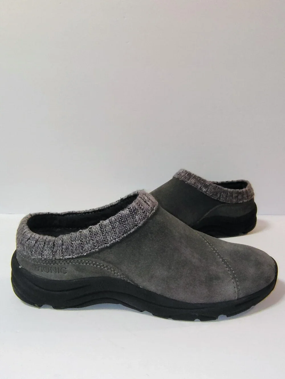 Vionic Arbor Suede Water-resistant Slip-On Knit Trim Comfort Orthotic Clogs 8